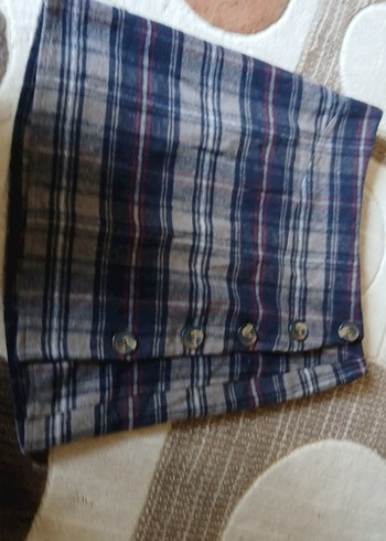 Düğmeli Ekose Midi Kadın Etek - Görsel 2