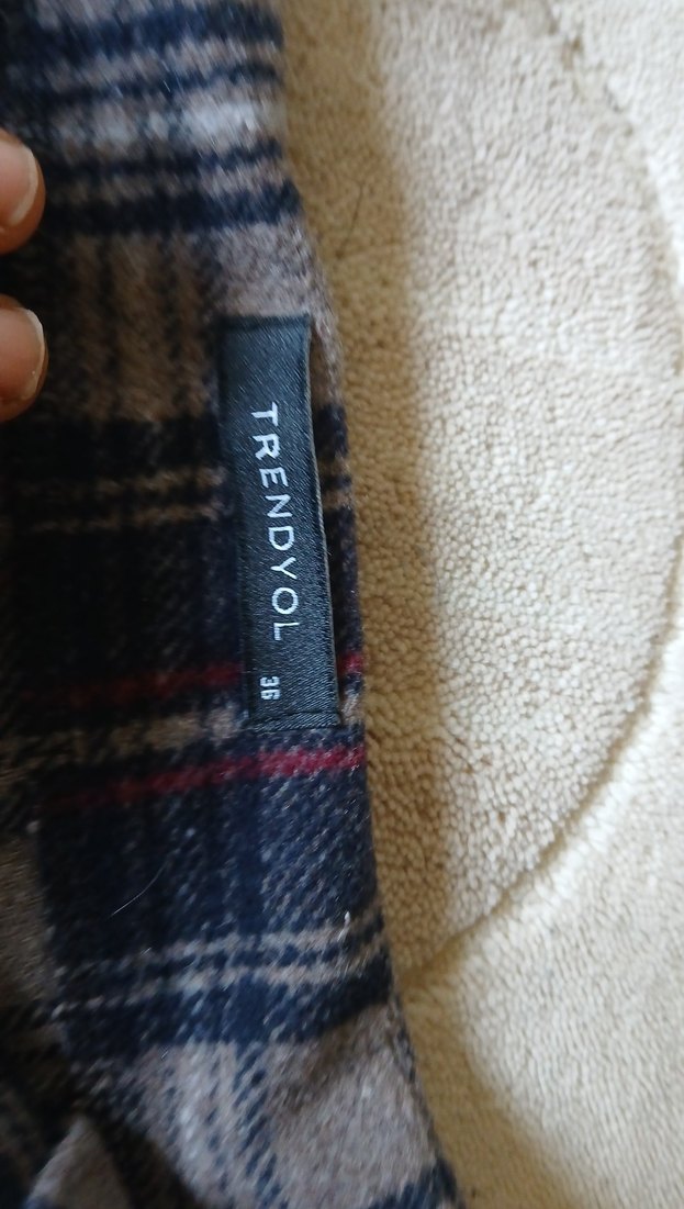 Düğmeli Ekose Midi Kadın Etek - Görsel 3