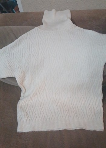 Krem rengi boğazlı bayan boğazlı kazak - Görsel 2