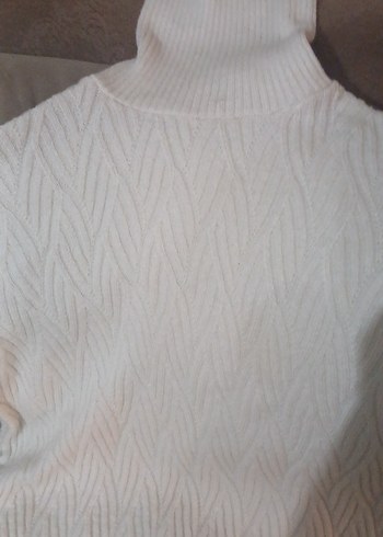 Krem rengi boğazlı bayan boğazlı kazak - Görsel 3