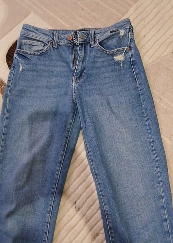 Kadın Mavi Regular Fit Midi Kot Pantolon - Görsel 2