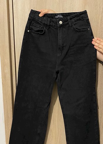 Siyah Midi Boy Normal Kesim Kadın Kot Pantolon
