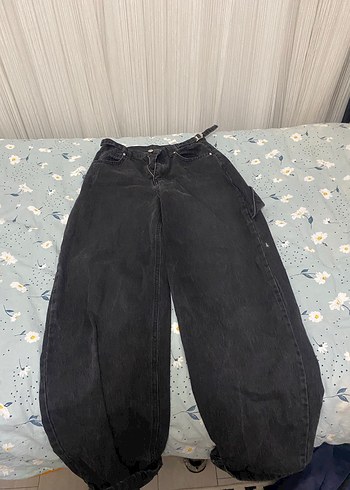 Gri Bol Kesim Kadın Denim Pantolon - Görsel 4