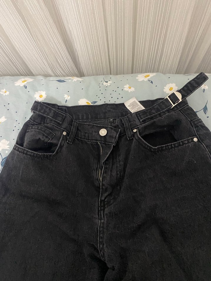 Gri Bol Kesim Kadın Denim Pantolon - Görsel 3