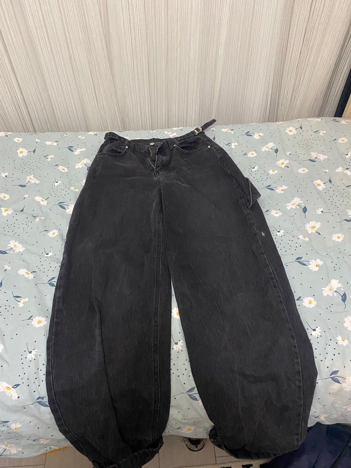 Gri Bol Kesim Kadın Denim Pantolon - Görsel 4