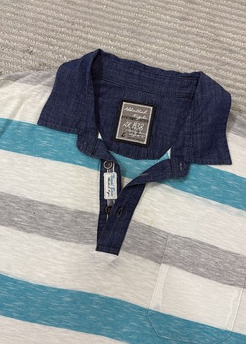 U.S Polo Assn. Gri Çizgili Erkek Polo Tişört