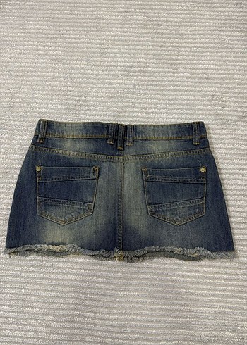 Düğmeli Denim Mini Etek