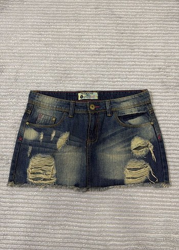 Diğer Düğmeli Denim Mini Etek