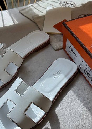 40 Beden Hermes Beyaz Kadın Terlik Stiletto