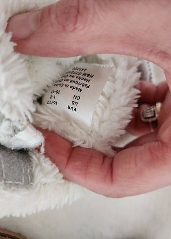 H&M Kız/Erkek  Çocuk Gri Sıcak Kürklü Ev Terliği - Görsel 3