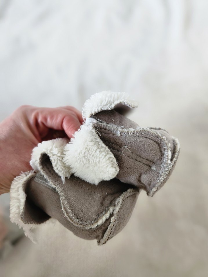 H&M Kız/Erkek  Çocuk Gri Sıcak Kürklü Ev Terliği - Görsel 5
