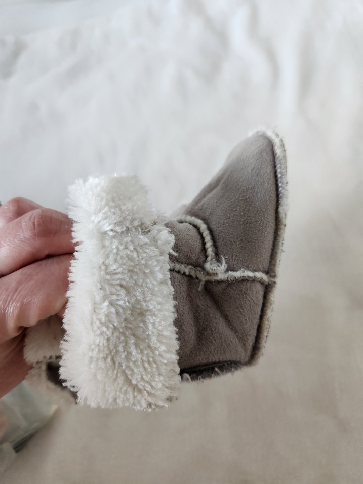 H&M Kız/Erkek  Çocuk Gri Sıcak Kürklü Ev Terliği - Görsel 2
