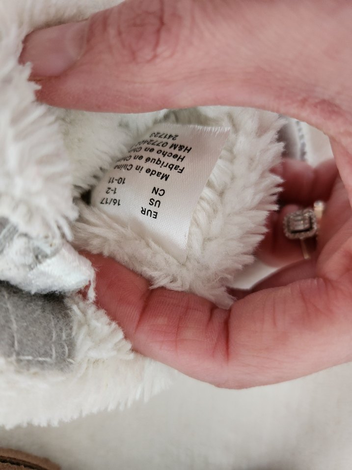 H&M Kız/Erkek  Çocuk Gri Sıcak Kürklü Ev Terliği - Görsel 3