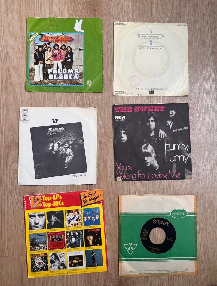 6 adet yabancı 45 lik yüksek kondisyon kapaklı - Görsel 2