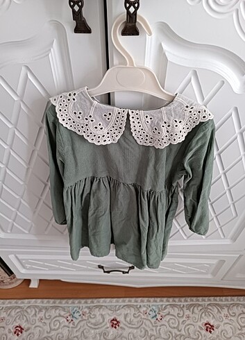 18-24 Ay Beden yeşil Renk Kız bebek elbise 