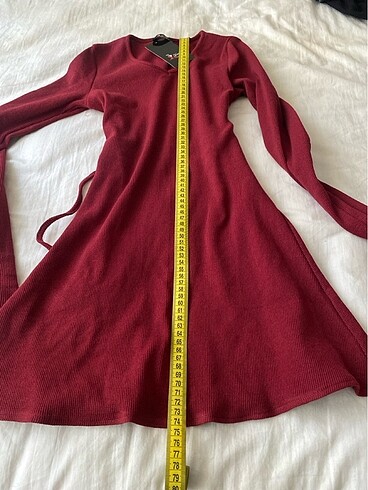 xs Beden bordo bağcıklı mini elbise