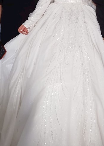 Uzun Kollu Beyaz Prenses Gelinlik - Görsel 4