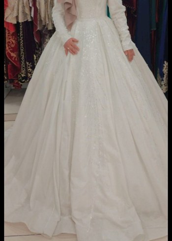 Uzun Kollu Beyaz Prenses Gelinlik - Görsel 2