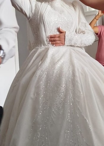 Uzun Kollu Beyaz Prenses Gelinlik - Görsel 5