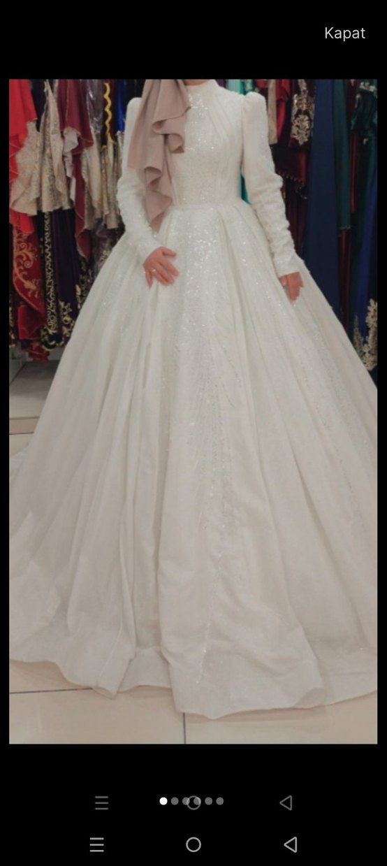 Uzun Kollu Beyaz Prenses Gelinlik - Görsel 2