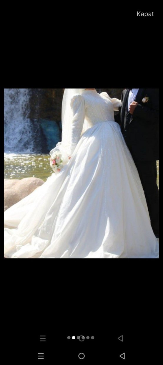 Uzun Kollu Beyaz Prenses Gelinlik - Görsel 3