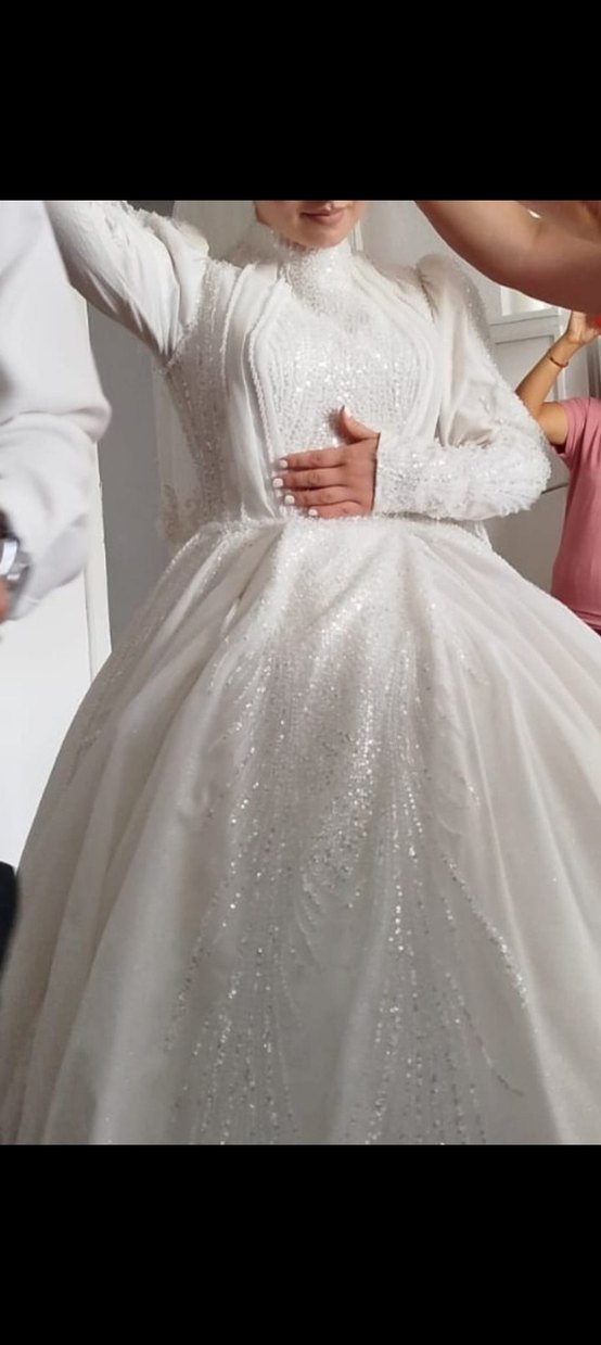 Uzun Kollu Beyaz Prenses Gelinlik - Görsel 5