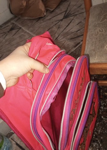 Pullu Taç ve Yıldız Detaylı Pembe Okul Çantası - Görsel 2