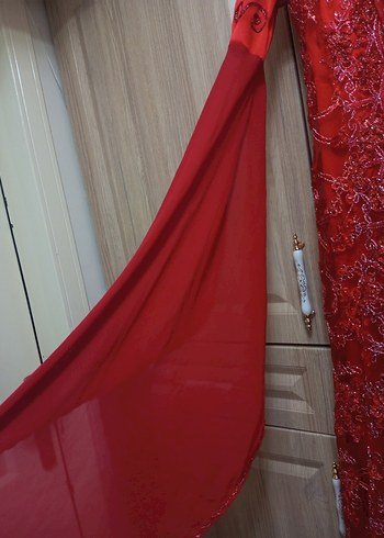 Klasik Zarafet Kırmızı Uzun Kol Nakışlı Kadın bindallı - Görsel 4