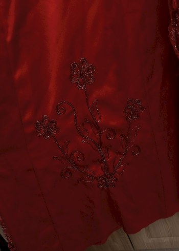 Klasik Zarafet Kırmızı Uzun Kol Nakışlı Kadın bindallı - Görsel 5