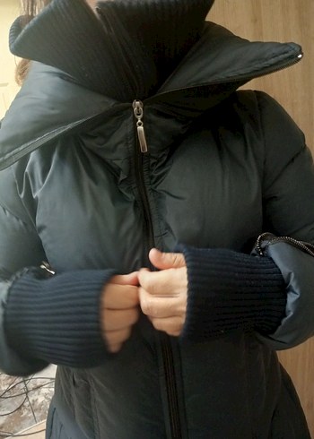 Kadın Uzun Füme Kışlık Fermuarlı Mont - Görsel 4