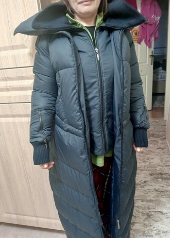 Kadın Uzun Füme Kışlık Fermuarlı Mont - Görsel 2