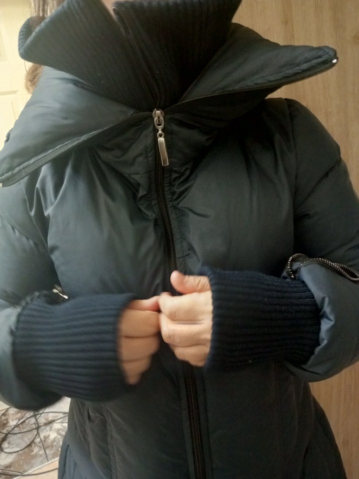 Kadın Uzun Füme Kışlık Fermuarlı Mont - Görsel 4