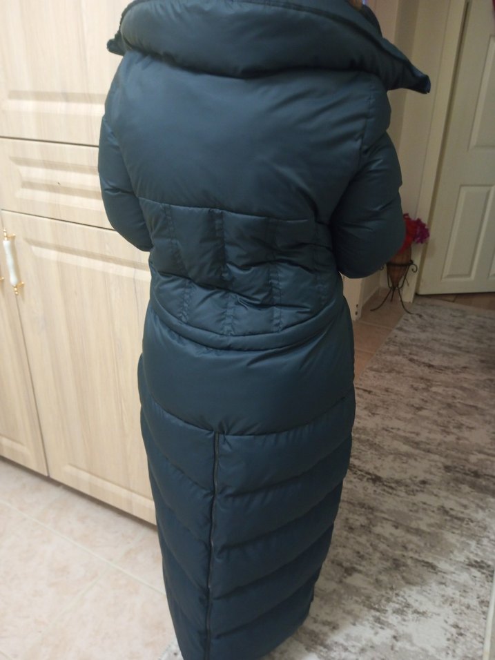 Kadın Uzun Füme Kışlık Fermuarlı Mont - Görsel 3