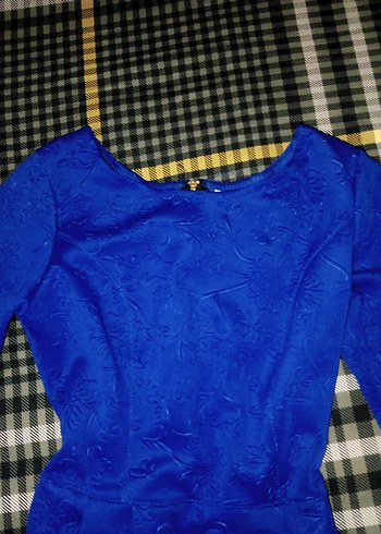 Uzun Kollu Lacivert Midi Elbise - Görsel 4