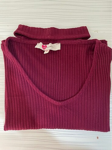 m Beden bordo Renk KOTON BORDO CROP