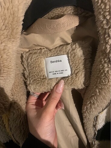 s Beden camel Renk Bershka peluş mont