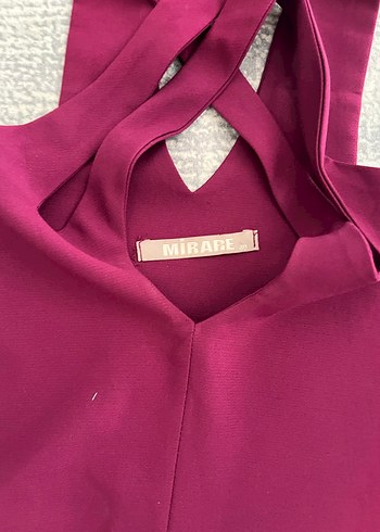 Bordo Uzun V Yaka Drapeli Kadın Abiye Elbise - Görsel 8