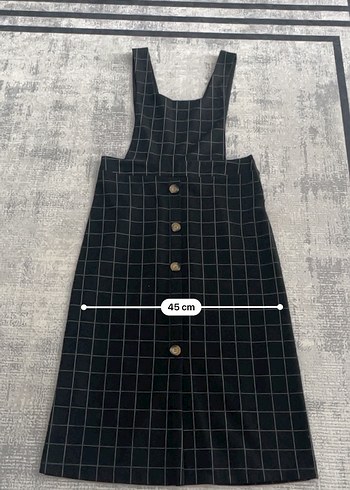 Düğmeli Siyah Kareli Midi elbise - Görsel 7