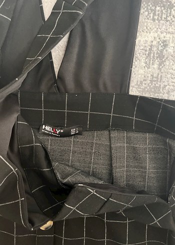 Düğmeli Siyah Kareli Midi elbise - Görsel 4