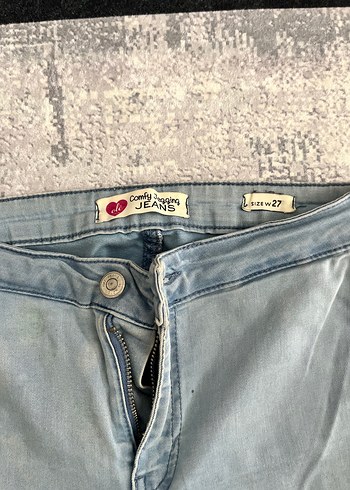 27 Beden Mavi Dar Kesim Midi Boy Kadın Kot Pantolon