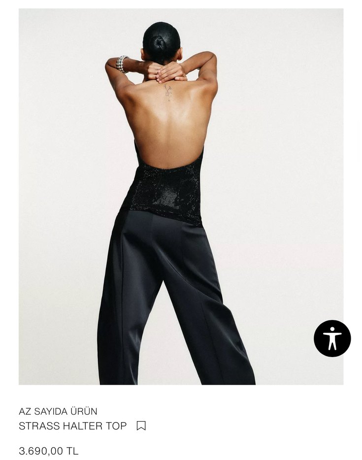 Parlak Taşlı Siyah Drapeli Strass Halter Top Zara - Görsel 3