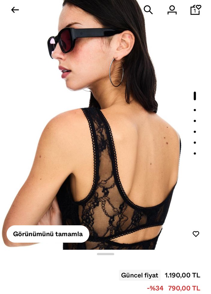 Siyah Dantel Detaylı V Yakalı Bustiyer bershka - Görsel 2