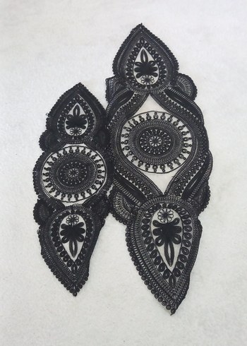 Beden Bohem Siyah El İşi Dantel Motif