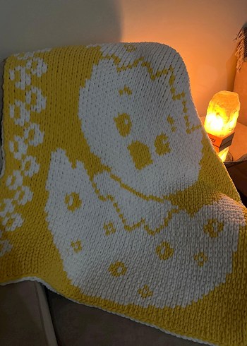 Sarı Baskılı Örgü Çocuk Battaniyesi - Görsel 3