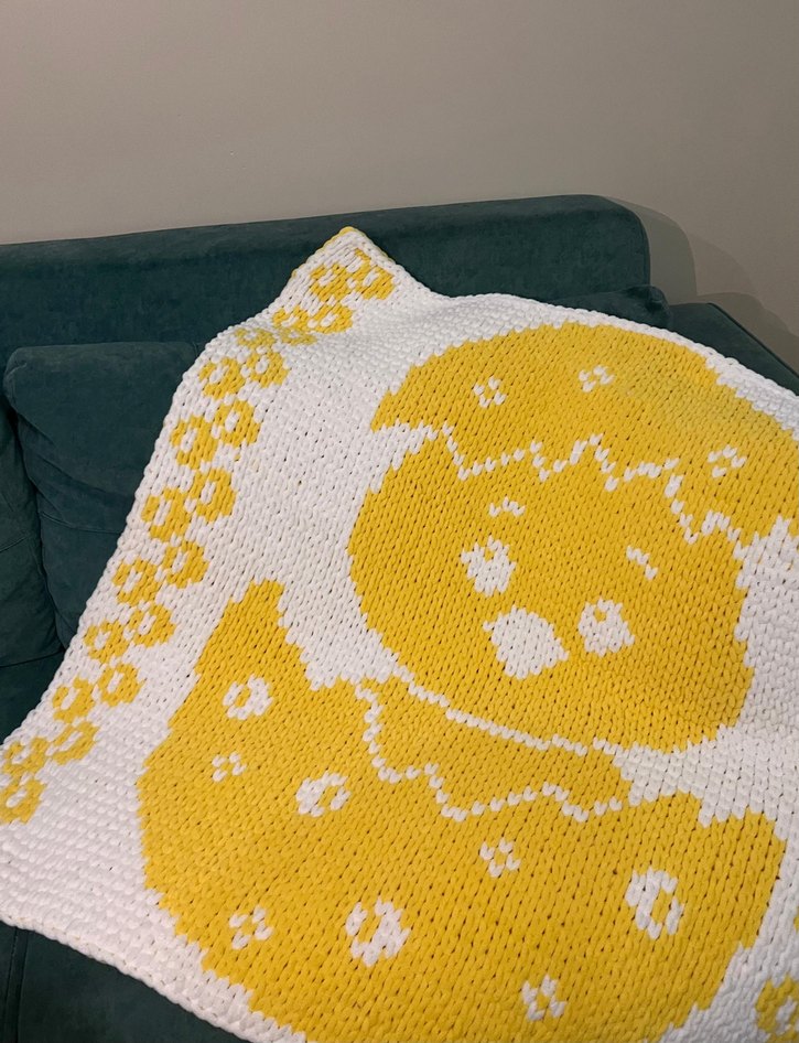 Sarı Baskılı Örgü Çocuk Battaniyesi - Görsel 2