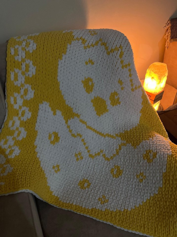 Sarı Baskılı Örgü Çocuk Battaniyesi - Görsel 3