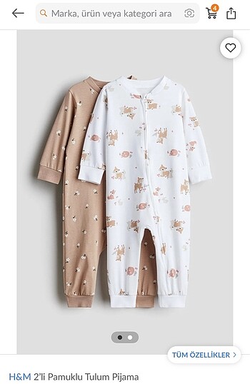 H&M ikili pamuklu tulum pijama