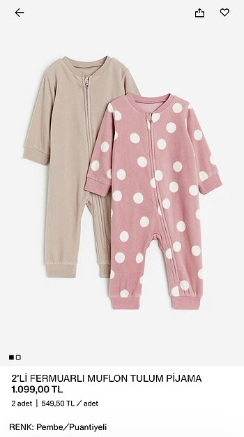 H&M ikili fermuarlı muflon polar tulum 9-12 ay