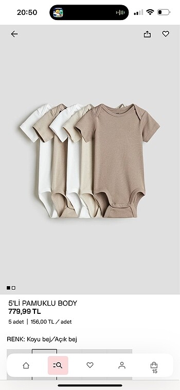 H&M 5li Pamuklu Body 9-12 ay