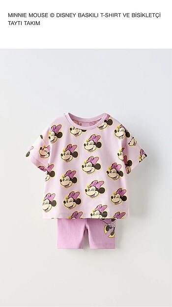 Zara minnie mouse tişört ve bisikletçi tayt takım 1.5 yaş